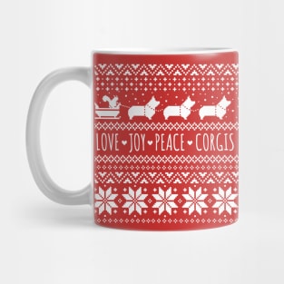 Love Joy Peace Corgis Festive Christmas Holiday Mug